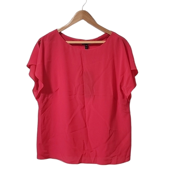 Escada Red Flutter Sleeve Blouse - Picture 2 of 12
